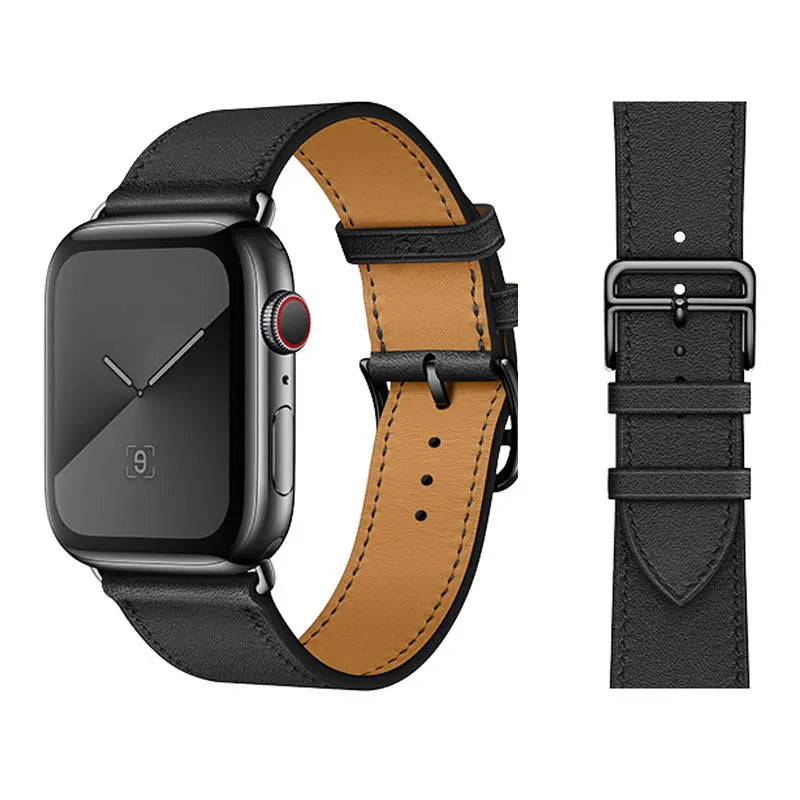 Genuine Leather Bracelet Strap For Apple Watch Band 45mm 49mm 41mm 44mm 42mm 40mm band iWatch Ultra/2 10 42/46mm 9 8 7 6 5 4 SE
